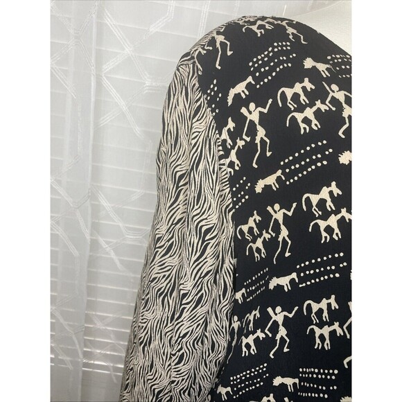 Avenue Top Womens Size 30 Black Button Up Long Sleeve Oversized Flowy Patterned - Picture 6 of 10